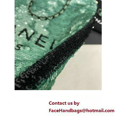 CHANEL Sequins  &  Black Metal GREEN  &  Black Shopping Bag AS4856 2024